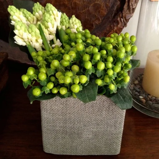 Hypericum and tuberose in linen